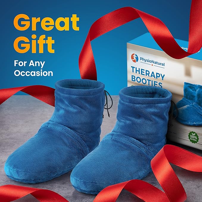 Microwaveable Booties and Feet Warmers - Deep-penetrating Heat for Relieving Foot Stiffness, Sore Muscles and Joints, Achilles tendinitis, Plantar Fasciitis - Slippers for Women & Men