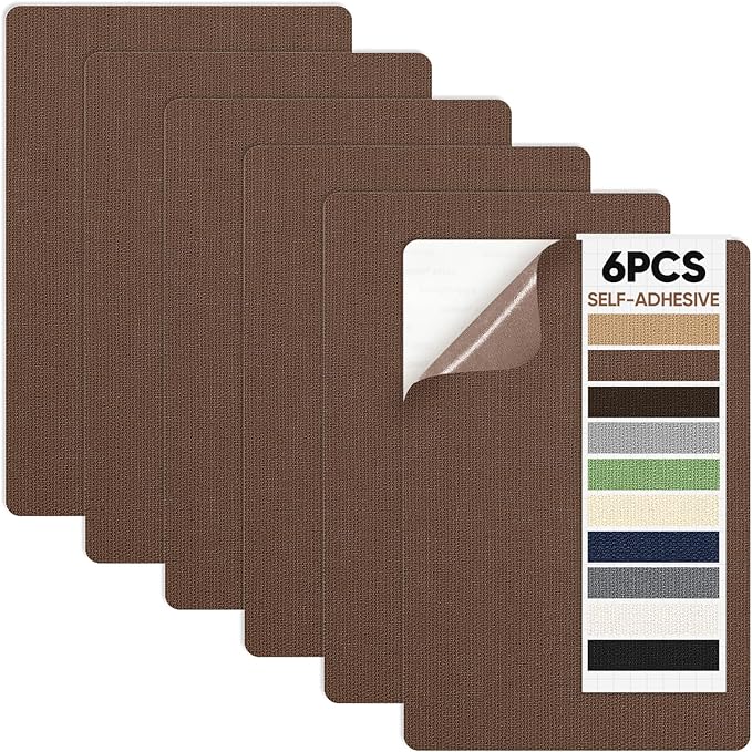 Canvas Patch 5.5 x 8 Inches 6Pcs Self-Adhesive Waterproof Canvas Patch Kit for Repairing Tents,Sofas,Boat Covers,Camping Chair,Awnings,Car Seats.(Brown)