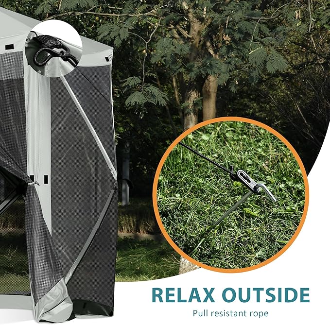 Exacme Portable Gazebo Pop up Tent for Camping, Outdoor Four Sides Pop-up Clam Screen Tent with Canopy Shelter, 1024 (5PC, Silver Grey)