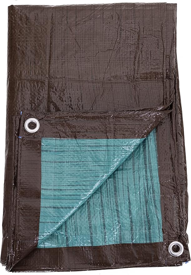 Kotap 30 x 50 Ft. All-Purpose Multi-Use Protection/Coverage 5-mil Poly Tarp, Reversible, Waterproof, Brown/Green, (TBG-3050)