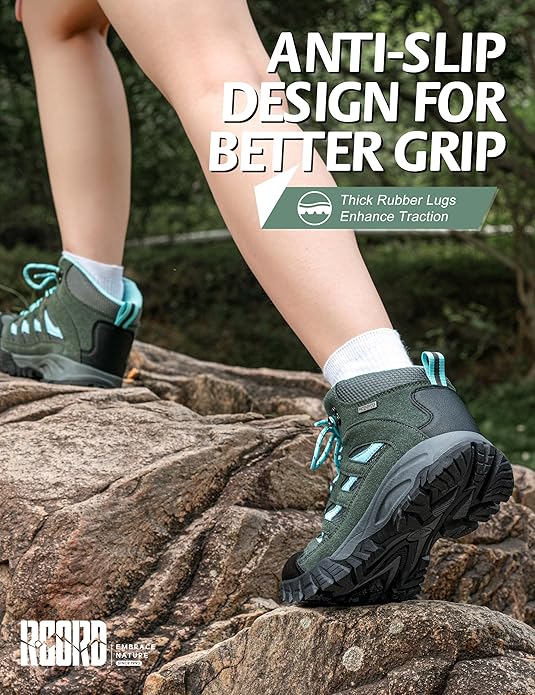 R CORD Hiking Boots Women Waterproof Breathable Non-Slip Womens Hiking Boots Arch Support for Rocky Trails Mountain Climbing & All-Day Comfort