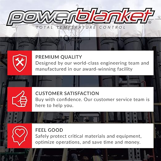 Powerblanket BH55RR-80 Industrial Grade/Weather Resistant D-15 Vinyl Shell 55 gal Insulated Drum Heating Blanket, Fixed Internal Thermostat 80 Degree F, Barrel Heater, Black