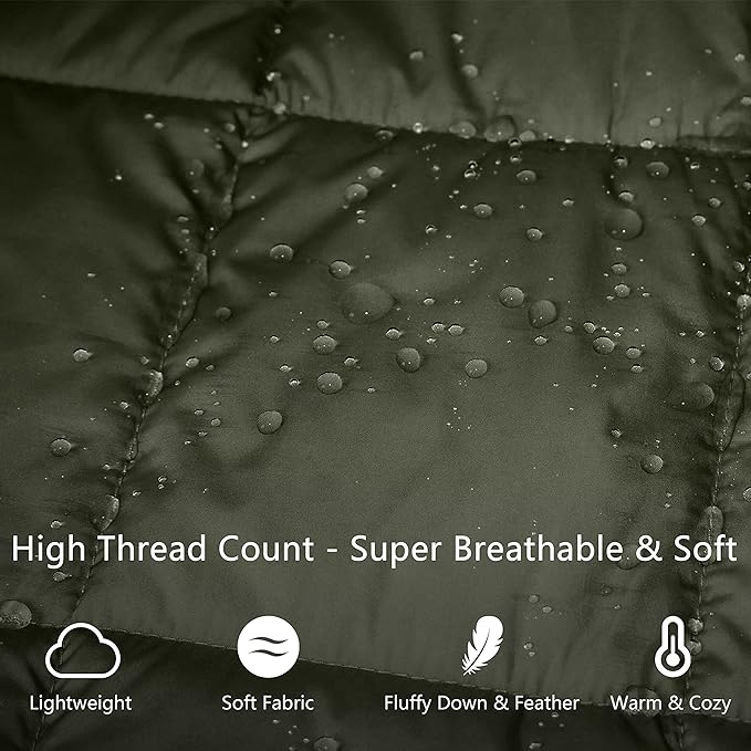 Mini Camping Blanket,Lightweight Puffy Blanket Packable Down Alternative Throw Blanket Waterproof Windproof for Outdoors, Travel, Beach, Airplane, Hiking