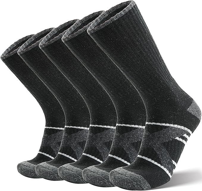 ANTSANG 5 Pairs Merino Wool Hiking Socks for Men & Women Thermal Winter Warm Moisture Wicking Cushion Boot Socks