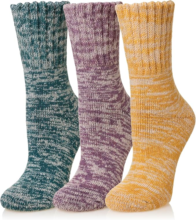 Eyean Merino Wool Socks Thermal Winter Ski Warm Thick Cozy Boot Hiking Socks for Women Men 3 Pairs