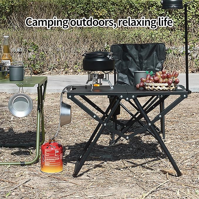 Metal Portable Tactical Camping Table, Foldable Lightweight Small Table with Storage Bag, Durable Carbon Steel Outdoor Picnic Table, Perfect for Fishing, Hiking and BBQ