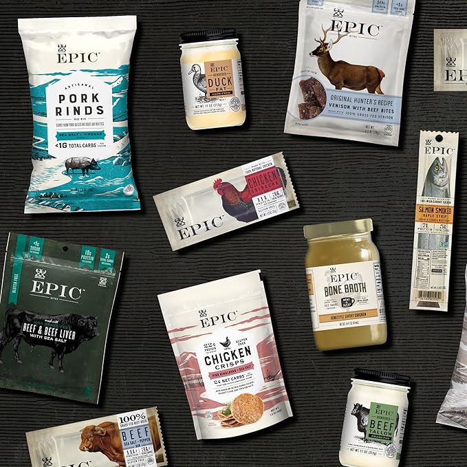 EPIC Bars, Venison Sea Salt and Pepper Bar, Keto Friendly, Whole30 Approved, Gluten Free, 12 Count, 15.6 oz