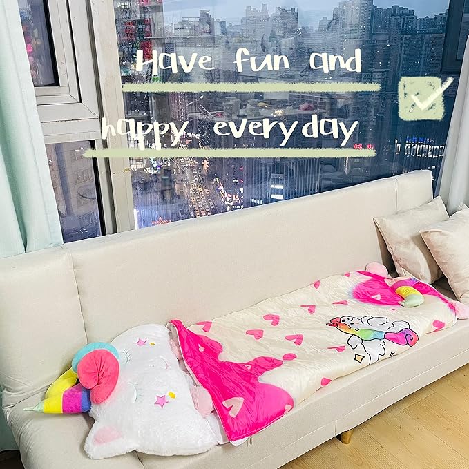 Sleeping Bag for Kids, Preschool Nap Mat, Toddler Sleeping Bag with Pillow for Daycare, Ages 3+, Large Size