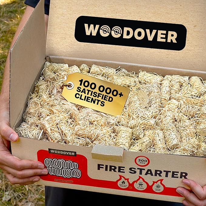 300 pcs Large Fire Starters for Fireplace, Natural Fire Starter for Campfires, for Wood Stove, BBQ, Grill, Pizza Oven, Outdoor Fire Pit, Chimney Charcoal Starter
