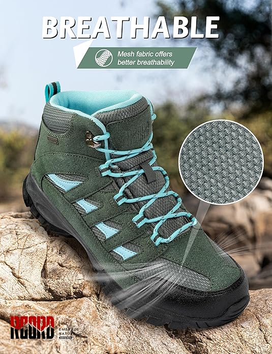 R CORD Hiking Boots Women Waterproof Breathable Non-Slip Womens Hiking Boots Arch Support for Rocky Trails Mountain Climbing & All-Day Comfort