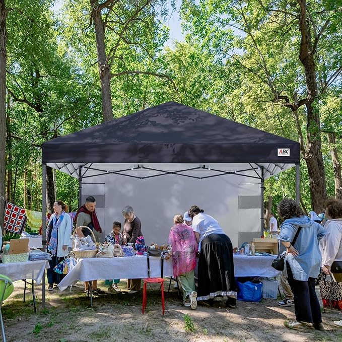 ABCCANOPY Pop Up Canopy with Sidewall,10x10 Outdoor Canopy Tent with Storage Sidewall for Commercial Events with 4 Weights (Black)