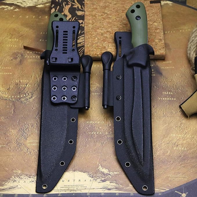 13.4-inch DC53 steel full tang hunting knife + K sheath. Suitable for camping, hiking, hunting and as daily carry equipment for handicrafts. (G10 - Jungle Style A)