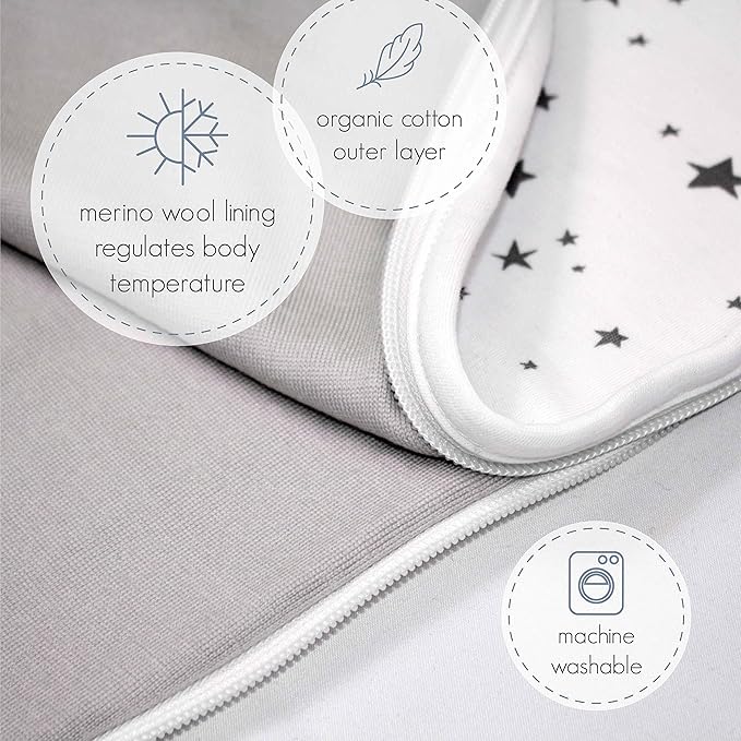 Woolino 4 Season Sleep Sack - Ultimate Merino Wool Sleeping Bag - Two-Way Zipper Adjustable Universal Size Sleep Sack for Baby (2-24 Months) - Indigo