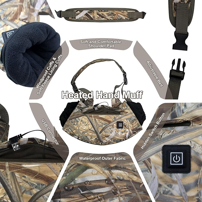 Heated Hand Muff, Electric Heating Hand Warmer Pouch, Suitable for Outdoor Hunting, Sports, Photography, Golf, Football in Cold Winter Keep Warmth (Batteries no Including)
