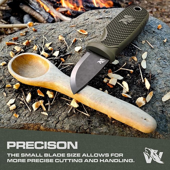 W-MINI 2 - EDC Neck Knife with Sheath and Necklace - Small EDC Fixed Blade Knife Necklace and Belt Clip - Pocket Fixed Blade Knives - Full Tang Neck Knife with Sheath Tactical + Fire Starter