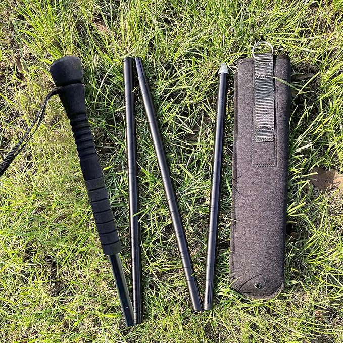 Aventik Fold-able Wading Staff Water Depth Safety Warning Sign Coated Stainless Steel Core T7075 Aluminum Body Corrosion Resistance