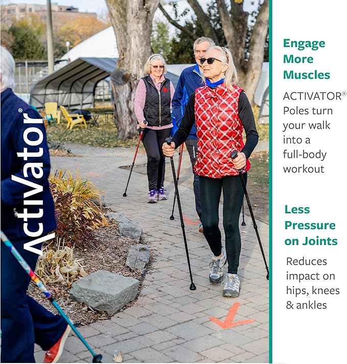 Urban Poling ACTIVATOR® Walking Poles for Balance and Rehabilitation – 1 Pair – Ergonomic CoreGrip™ Handles – Adjustable, Collapsible, and Lightweight for Stability and Recovery in Evening Black