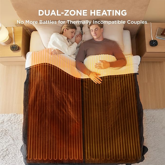 Bedsure Electric Blanket King Size - Dual Control Heated Blanket King Size, Fast Heating with 10 Time Settings & 10 Heat Settings, Warm Gift for Grandma (100x90 inches, Black)