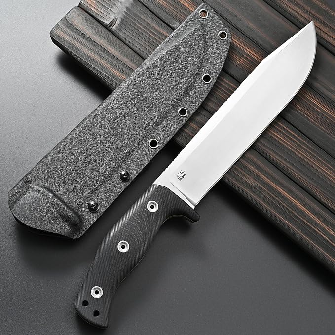 Sitivien ST12 Plus Fixed Blade Knife Sleipner Brushed Steel Blade G10 Handle Full Tang EDC Straight Knife for Camping Hunting Fishing(Silver)