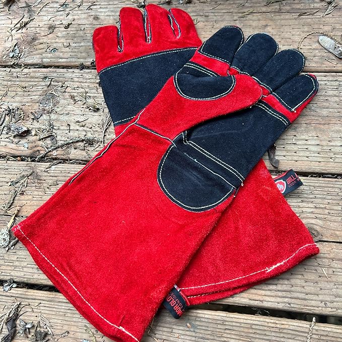 Grill Armor Welding Gloves – 16inch 932℉ - Leather Forge/Mig/Stick – Heat/Fire Resistant Gloves, Mitts/Pot Holders For Oven, Grill, BBQ, Furnace, Stove, Fireplace, Tig Welder, Animal Handling Glove