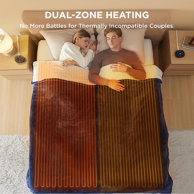 Bedsure Electric Blanket King Size - Dual Control Heated Blanket King Size, Fast Heating with 10 Time Settings & 10 Heat Settings, Warm Gift for Grandma (100x90 inches, Pageant Blue)