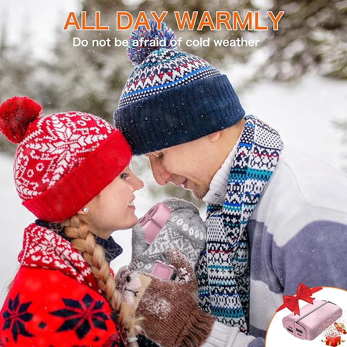 Hand Warmers Rechargeable 2 Pack,10000mAh Split-Magnetic Electric AI Handwarmer Power Bank,3 Levels, Camping,Hunting in Winter