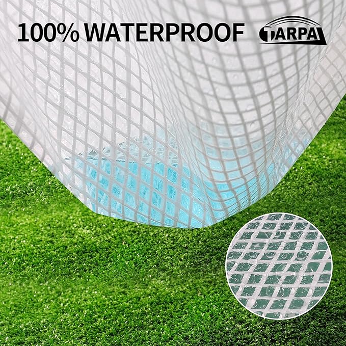 TARPAL 3'x6' Clear White Tarp Heavy Duty Waterproof 12mil with Grommets or Zip Ties for Small Greenhouse for Outdoors Garden,Farm,Chicken Coops
