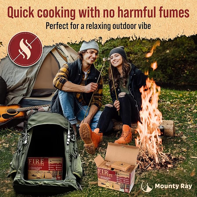 100 pcs Fire Starters for Campfires - Natural Fire Starters Sticks - Water Resistant & Odorless - All-Weather Charcoal Starter - for Indoor and Outdoor Use