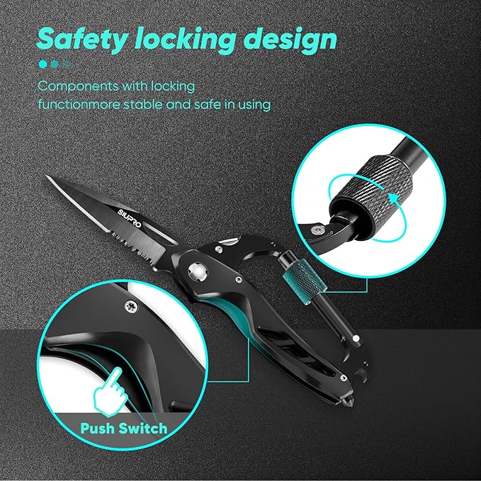 Multitool Carabiner Knife, Pocket Knife for Men with Bottle Opener, Window Breaker and Screwdriver, Tactical Survival EDC Gear for Hiking, Camping, Outdoor, Stocking Stuffers Gifts