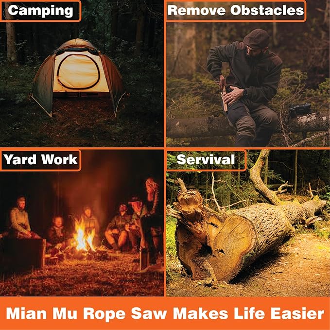55 Inch High Limb Rope Saw with Dual-Sided 70 Teeth Chain – Manual Hand Saw for Tree Branch Cutting – Fast, Portable & Durable Outdoor Tree Trimming Tool Kit