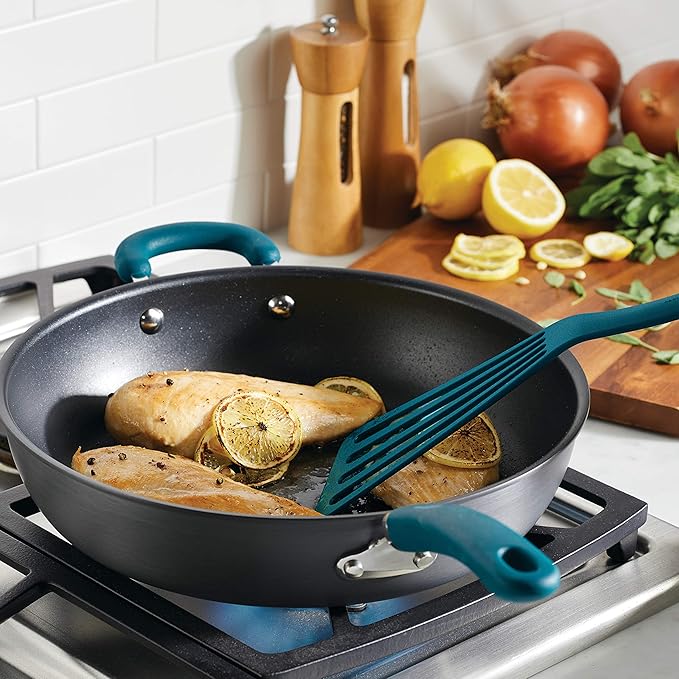 Rachael Ray Create Delicious Deep Hard Anodized Nonstick Frying Pan / Fry Pan / Hard Anodized Skillet - 12.5 Inch, Gray