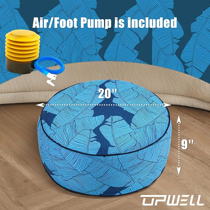 UPWELL Waterproof Inflatable Outdoor Ottoman Pouf,Portable Patio Footrest, Durable & Stylish, Perfect for Garden, Pool, Camping & Home Use - D20 xH9(LiteEase)