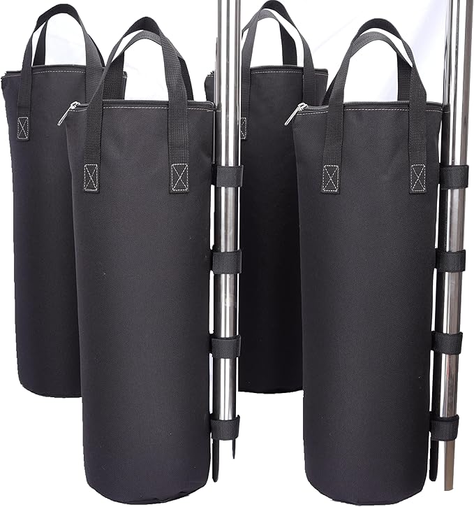 Zipper Top Sand Bags for Canopy Legs (120LBS Load Capacity, Without Sand) Sand Bags for Weight - Sandbags for Gazebo Legs, Pop Up Canopy Tent Weights - Canopy Weight Bags, Set of 4