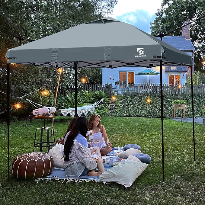 10x10 Pop Up Canopy Replacement Top Cover with Air Vent for Straight Leg Canopy Tent, Waterproof for Outdoor Garden Patio Camping Sun Shade(Top Only) (Light Gray, 1)