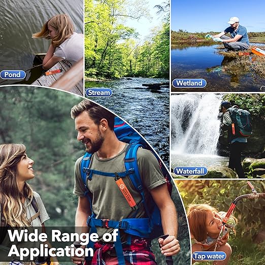 Water Filter Straw, Personal Water Filtration System, Water Purifier, Outdoor Emergency Survival Gear and Equipment for Hiking Camping Accessories Travel Fishing Emergency Preparedness