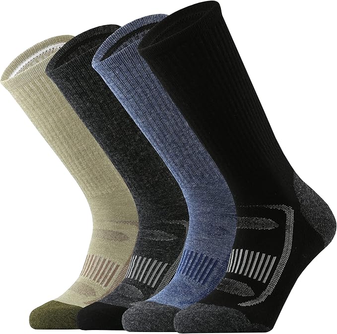 SOX TOWN Men's Merino Wool Cushion Crew Socks for Outdoor Hiking Hike Trail Performance Moisture Wicking Lightweight Summer
