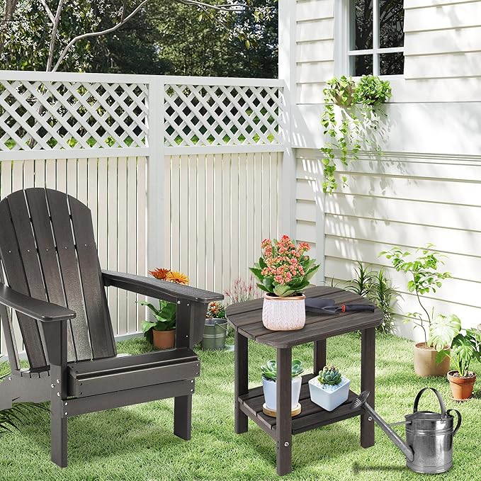 LZRS Side Table, Outdoor Side Tables, End Tables for Patio, Backyard,Pool, Indoor Companion, Easy Maintenance & Weather Resistant(Taupe)