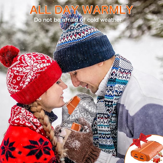Hand Warmers Rechargeable 2 Pack,10000mAh Split-Magnetic Electric AI Handwarmer Power Bank,3 Levels, Camping,Hunting in Winter
