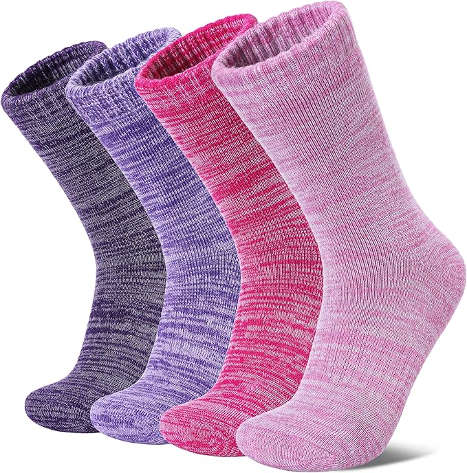 LANLEO Merino Wool Hiking Socks for Women Men Thermal Extra Thick Winter Warm Comfy Cushioning Crew Boot Socks 4 Pairs