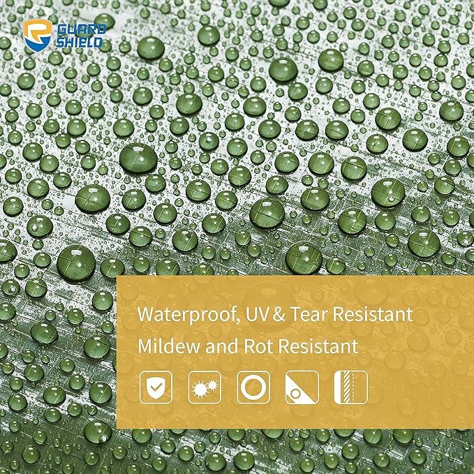 GUARD SHIELD Green Tarp Waterproof 10x10 Feet Medium Duty All Purpose Poly Tarps Cover 7mil