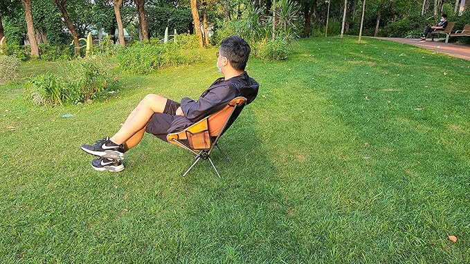 Vortex ZDY Lightweight 1.5kg Portable Folding Durable Easy to Store Small Simplicity High Bearing Weight Camping Chair for Outdoor, Backpacking, Garden, Picnic, Fishing and Indoor use.(Orange)