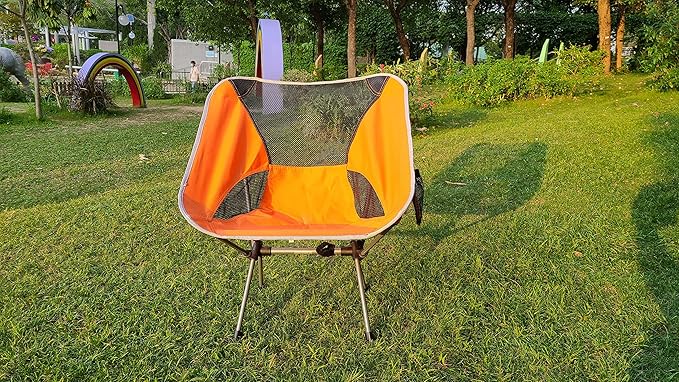 Vortex ZDY Lightweight 1.5kg Portable Folding Durable Easy to Store Small Simplicity High Bearing Weight Camping Chair for Outdoor, Backpacking, Garden, Picnic, Fishing and Indoor use.(Orange)