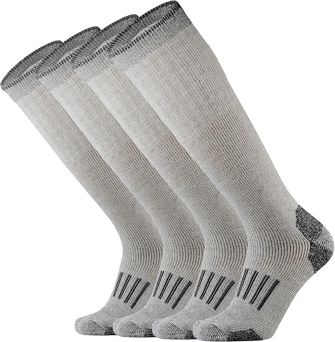 Merino Wool Over the Calf Socks for Men Hiking Hunting Ski Snowboarding Knee High Boot Warm Thick Cold Weather Winter