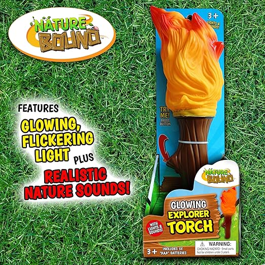 Nature Bound Explorer Torch Campfire Light: Glowing & Flickering Light with Nature Sound Effects - Indoor & Outdoor Play, Camping Adventures, and Pretend Campfires