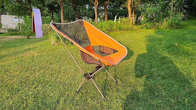 Vortex ZDY Lightweight 1.5kg Portable Folding Durable Easy to Store Small Simplicity High Bearing Weight Camping Chair for Outdoor, Backpacking, Garden, Picnic, Fishing and Indoor use.(Orange)
