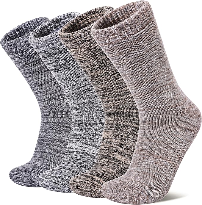 LANLEO Merino Wool Hiking Socks for Women Men Thermal Extra Thick Winter Warm Comfy Cushioning Crew Boot Socks 4 Pairs
