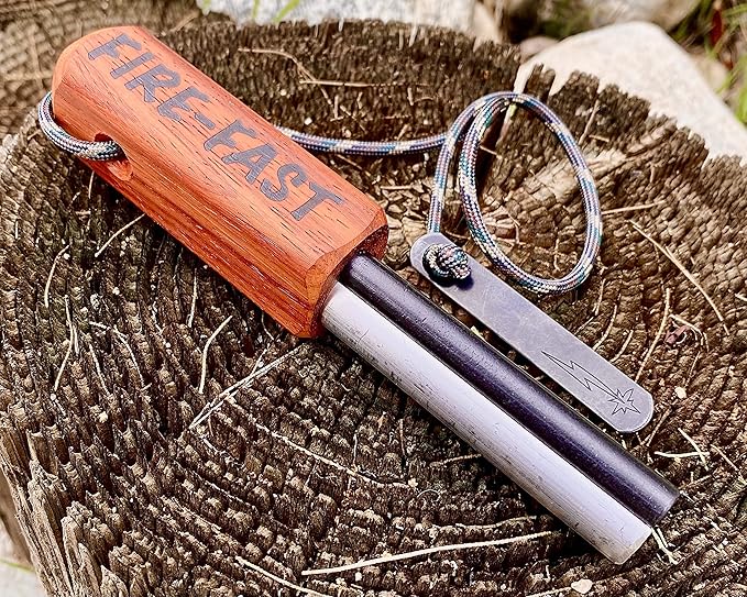 Fire-Fast Trekker. Best Emergency Waterproof Survival Fire Starter. Magnesium and Euro Fire Steel Ferro Rod. Compact Durable Tool for Bushcraft, Camping, Backpacking, Hiking, Hunting, or Bug Out Bag