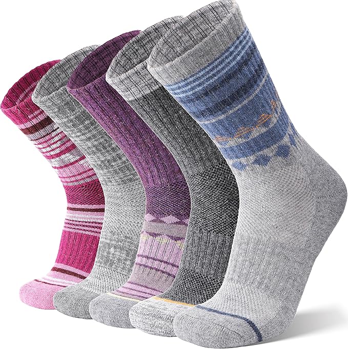 ANTSANG Merino Wool Hiking Socks for Men & Women 5 Pairs Thermal Warm Winter Thick Cushion Moisture Wicking Crew Boot Socks