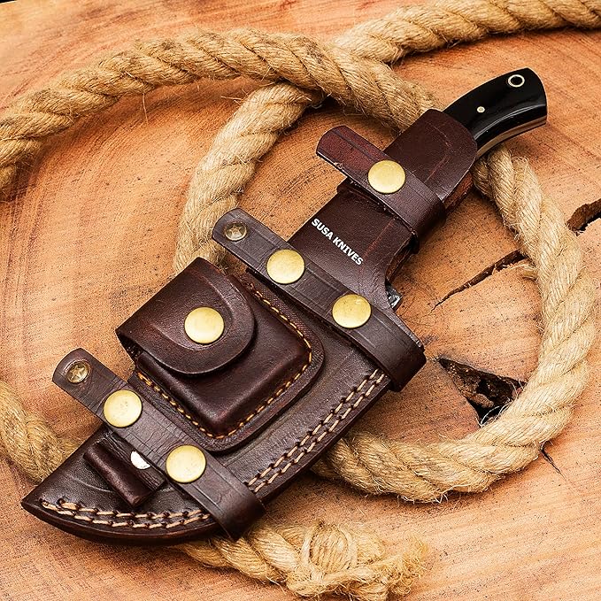 Handmade D2 Steel Tracker Knife - Survival Knife - Camping - Black Tactical Knife - Hunting with Sheath Horizontal Carry Fixed Blade (FORGED TRACKER)
