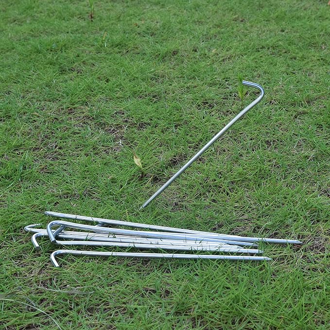 MySit 9" Tent Stakes, Metal Inflatables Stakes 60 Pack, Heavy Duty Galvanized Tent Stakes Metal, Tent Pegs Ground Trap Camping Stakes for Inflatables, Outdoor Decorations